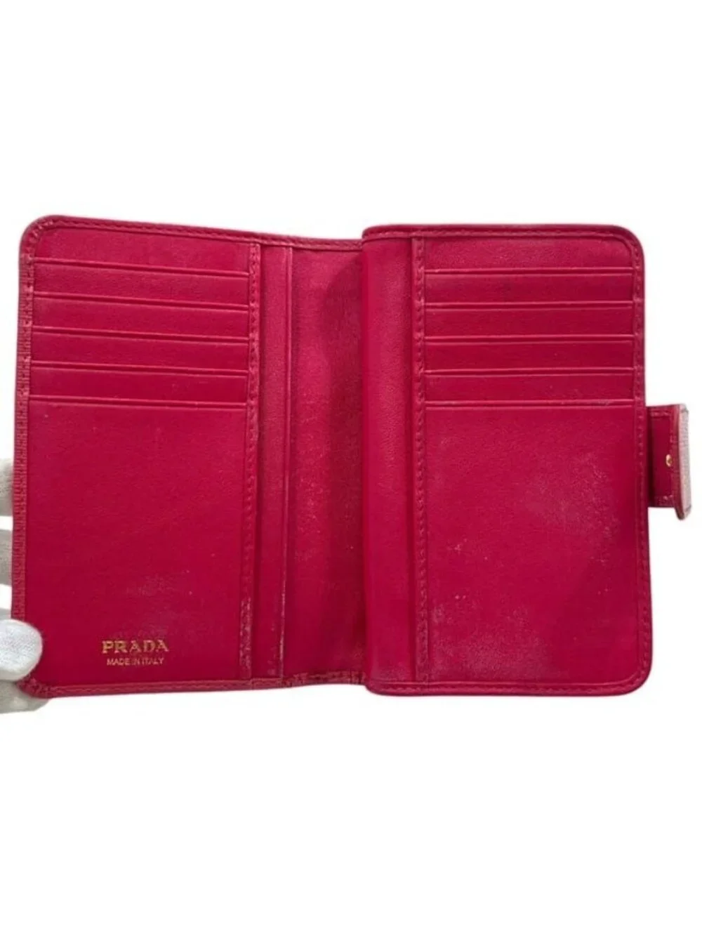 Prada Bifold Wallet Pink Peonia Folding Leather - Picture 8 of 10